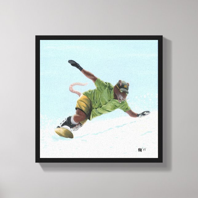 Wererat Snowboarder Fantasy Art Canvas (Frente)