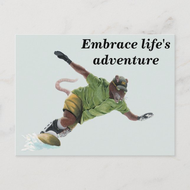 Wererat Snowboarder Sport Fantasy Art Cartão (Frente)