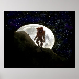 Werewolf and Full Moon Poster