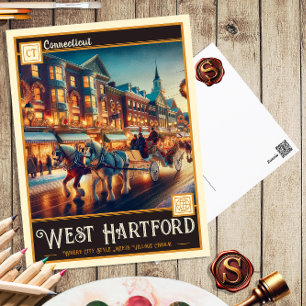West Hartford, Connecticut   Cartão postal Vintage