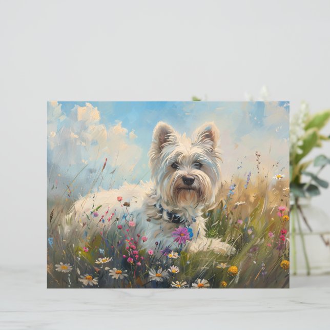 West Highland Terrier Wildflower Scrapbook Paper (Em pé/Frente)