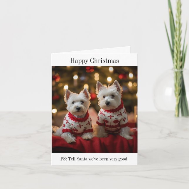 West Highland Terriers Cartão de Natal (Frente)