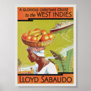 West Indies Lloyd Sabaudo Poster vintage 1931