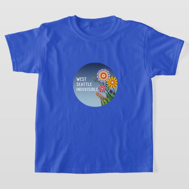 West Seattle Indivisible Kids Blue Flower t-shirt (Postura )