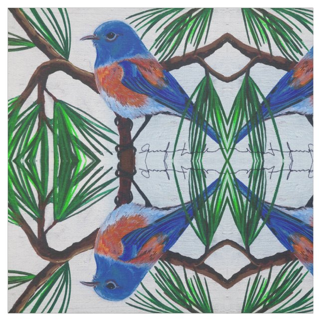 Western Bluebird no Tecido do pinho (Modelo)