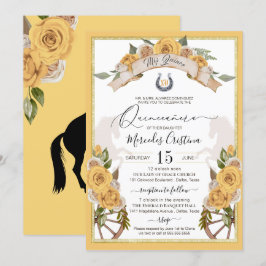 Western Charro Yellow Roses Quinceanera Convite