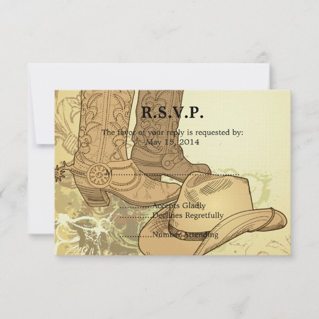 Western Cowboy Cowgirl Wedding RSVP (Frente)