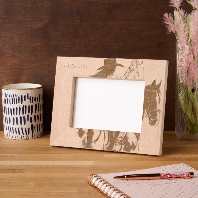 Western Cowgirl on Horse (Left)