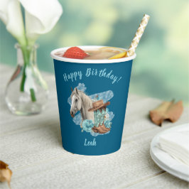 Western Horse Floral Equestrian- Navy