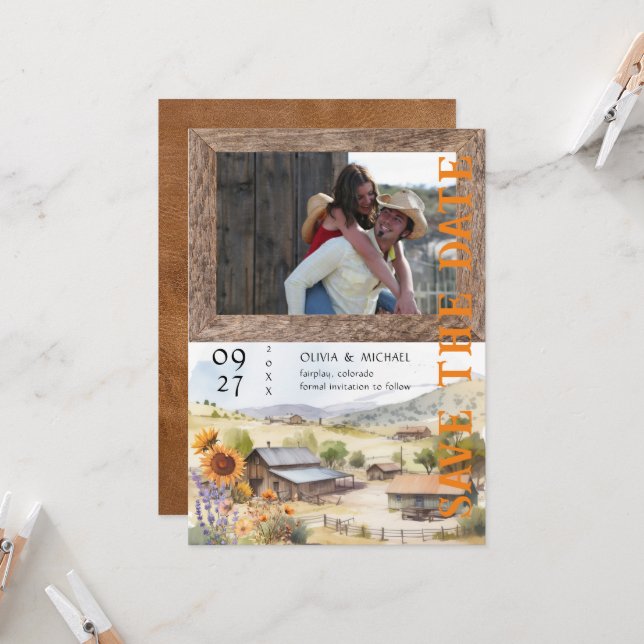 Western Ranch Wedding Foto Salvar Data (Frente/Verso In Situ)