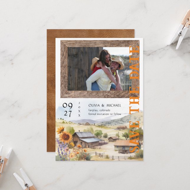 Western Ranch Wedding Salvar a Data (Frente/Verso In Situ)