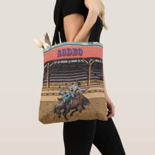 Western Rodeo Cowboy Bronc Andando Tote Bag