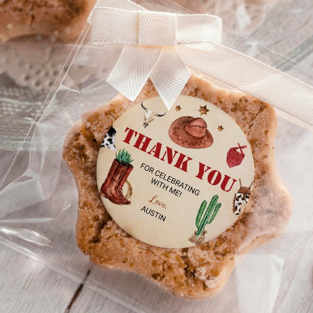 Western Rodeo Cowboy Etiqueta de Aniversário (Criador carregado)