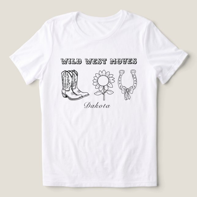 Western Wild West Moves Black-and-White T-Shirt (Design frontal)