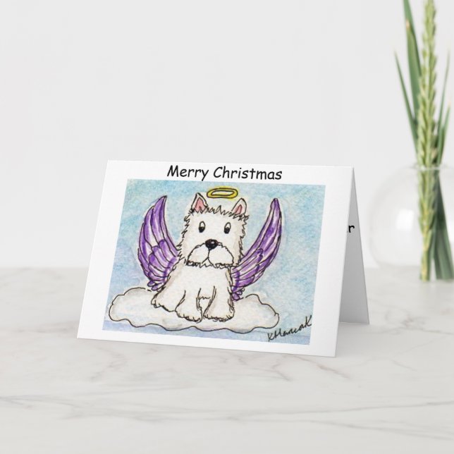 Westie Angel cartão de Natal - filha da esposa (Frente)