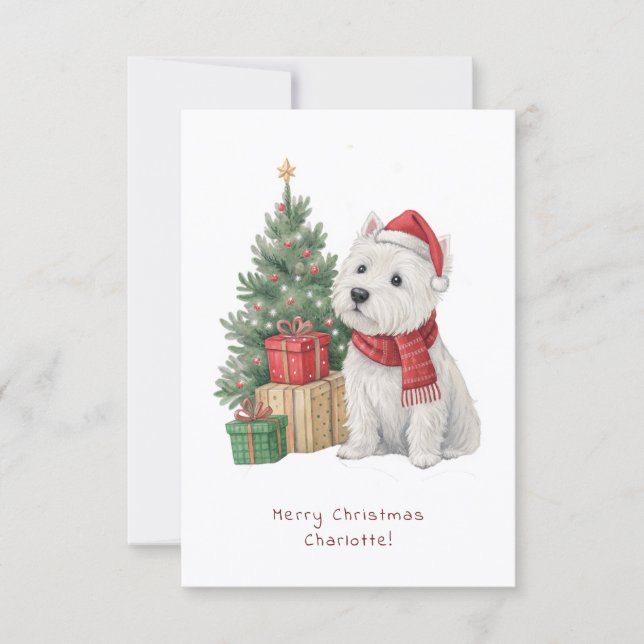 Westie Cheeky Dog Cute Christmas Card Personalise (Frente)