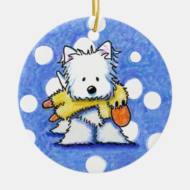 Westie com Ornamento de Pato de Brinquedo (Frente)