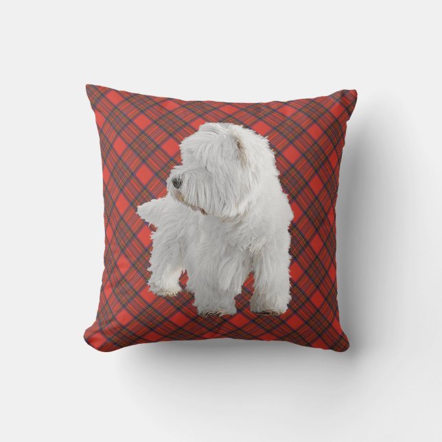 Westie em ALMOFADA de Tartan (Frente)