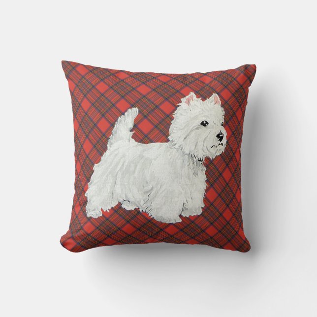 Westie em ALMOFADA Xadrez (Frente)