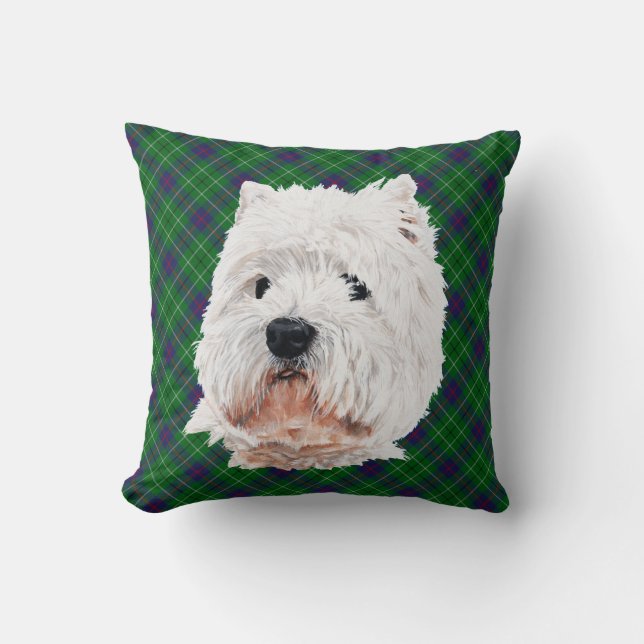 Westie em ALMOFADA Xadrez (Frente)