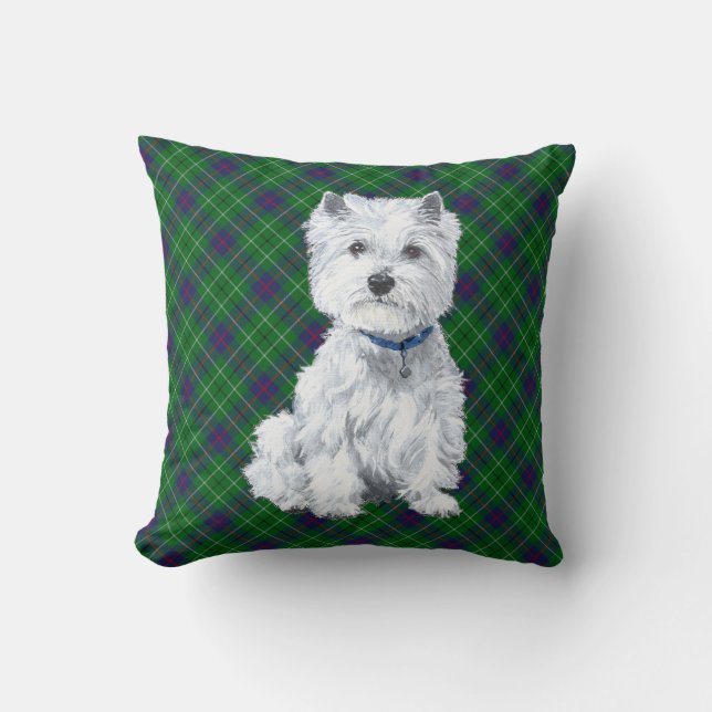 Westie em ALMOFADA Xadrez (Frente)