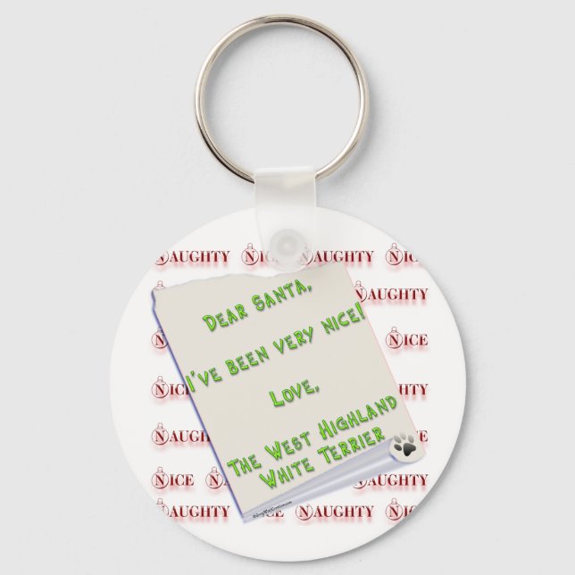 Westie Naughty ou Nice Chaveiro (Frente)