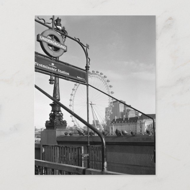 Westminster Station, Cartão Postal de Londres no R (Frente)