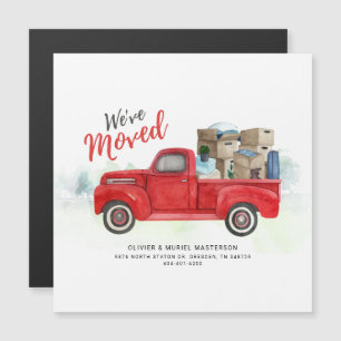 Weve Moved Watercolor Red Truck Novo Endereço em M