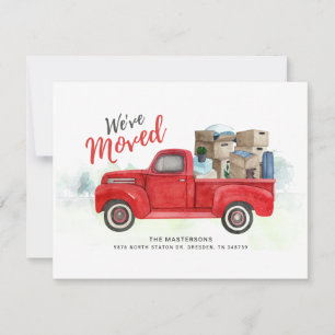 Weve Moved Watercolor Red Truck Novo Endereço em M