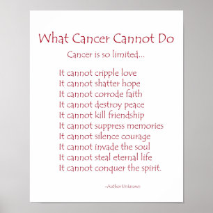 What Cancer Cannot Do Poem Poster Print