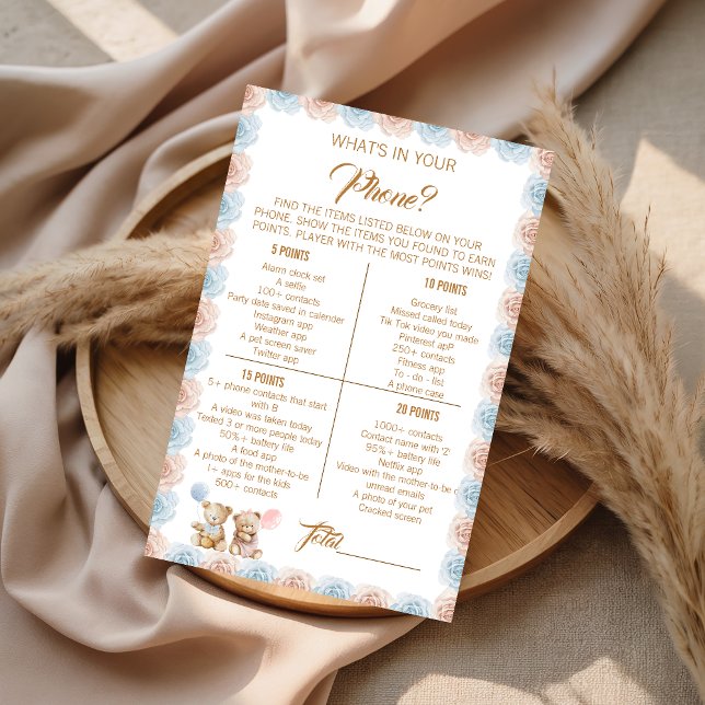 What's in Your Phone Game Card Teddy Bear (Criador carregado)