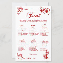 Whats In Your Purse Italian Bridal Party Game Card