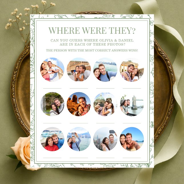 Where Were They 12 Photos Bridal Shower Game (Criador carregado)