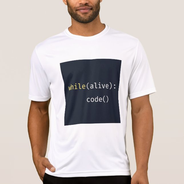 While Alive Code – Programmer T-Shirt (Frente)