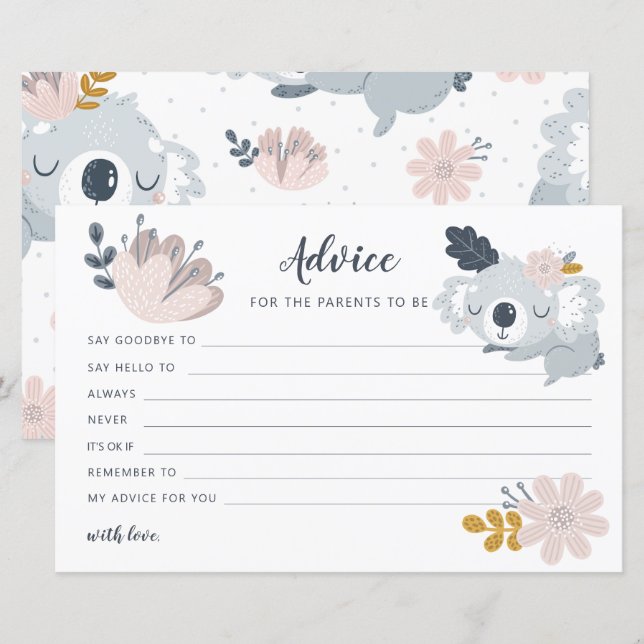 Whimiscal Koala floresce o conselho dos pais (Frente/Verso)