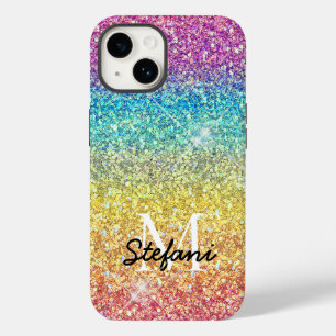 Whimsic Faux Ombre Rainbow Glitter Monograma