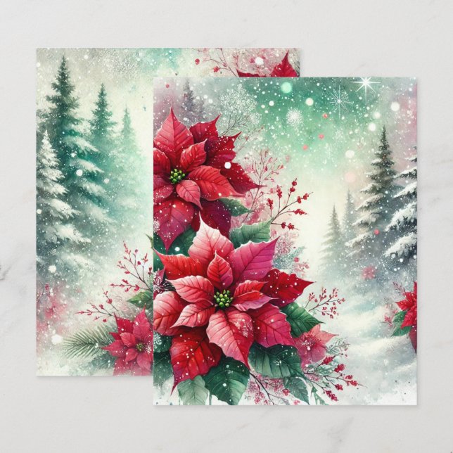 Whimsic Winter Wonderland Poinsettia Scrapbook (Frente/Verso)