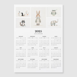 Whimsical Animal Boho Mínimo 2025 Magnet Calendar