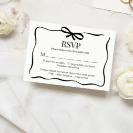 Whimsical Black Bow Tie Wedding Menu Choice Rsvp
