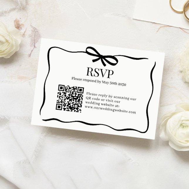 Whimsical Black Bow Tie Wedding QR Code Rsvp (Criador carregado)