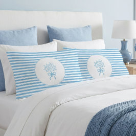 Whimsical Blue White Stripe Preppy Floral