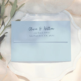 Whimsical Calligraphy Blue Wedding Return Address