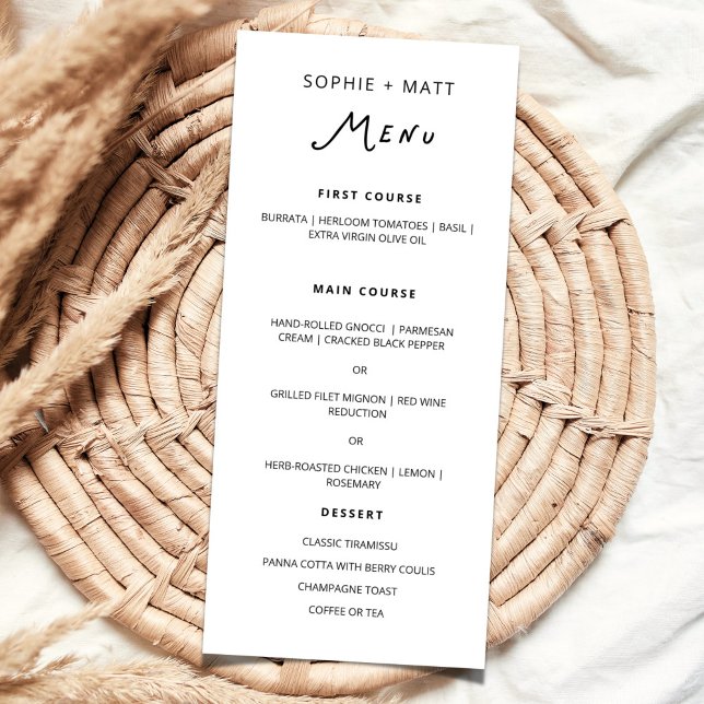 Whimsical Calligraphy Minimalist Wedding Menu (Whimsical Calligraphy Minimalist Wedding Menu)