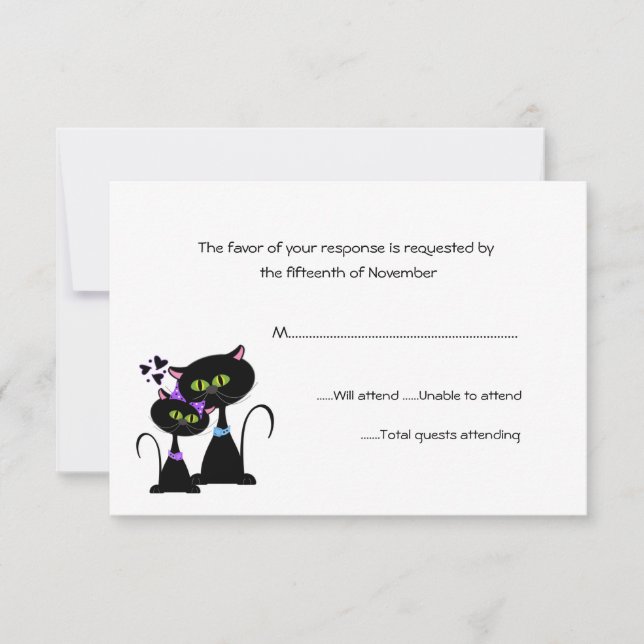 Whimsical Cats Weding RSVP (Frente)