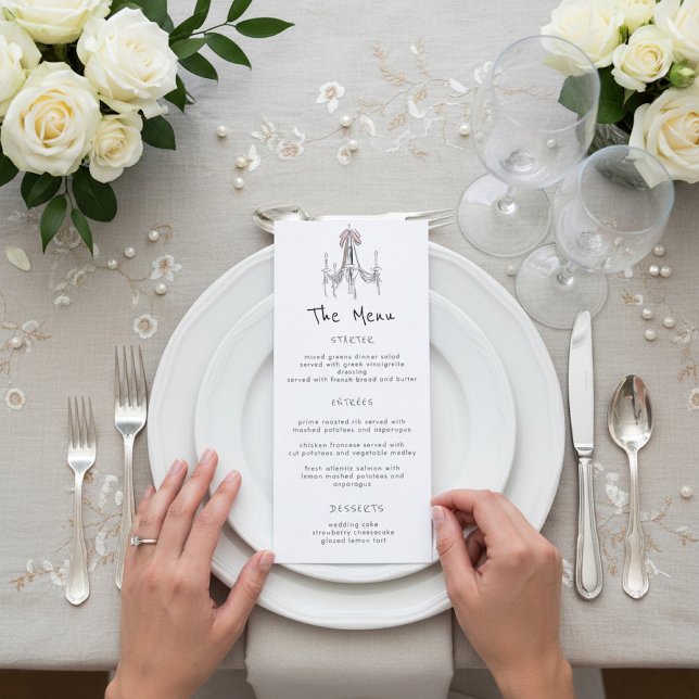 Whimsical Chandelier Dessert Cake Wedding Menu (Criador carregado)