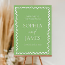 Whimsical Citrus Green Wedding Welcome Sign