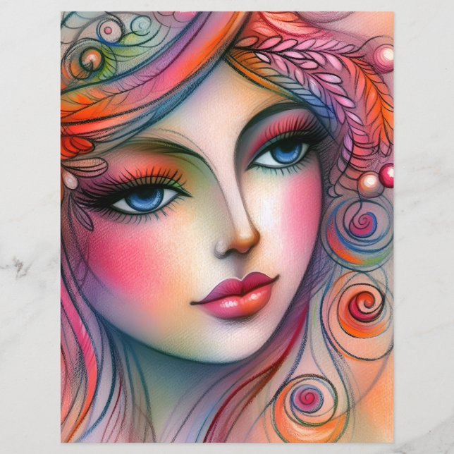 Whimsical Colorful Scrapbook Paper (Frente)