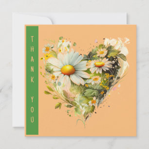 Whimsical Daisy Watercolor Floral Wreath Obrigado