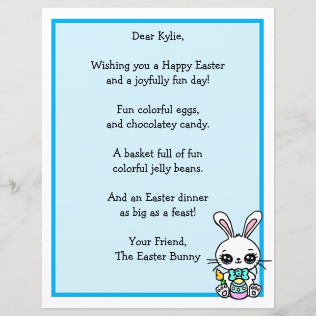 Whimsical Easter Bunny e Poem Kid - Jogo de Letras (Frente)