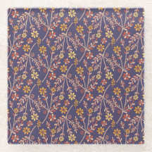 Whimsical Floral Design with Vines on Purple Back